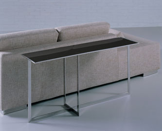 Black Glass Top Side Table, Metal Prostokąt Stolik Szklany