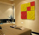 PU 3D dekoracyjnej Wall Panel Red / Yellow Rose 600mm * 600mm